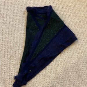 Diesel Dark Green and Navy Knit Triangle Scarf
